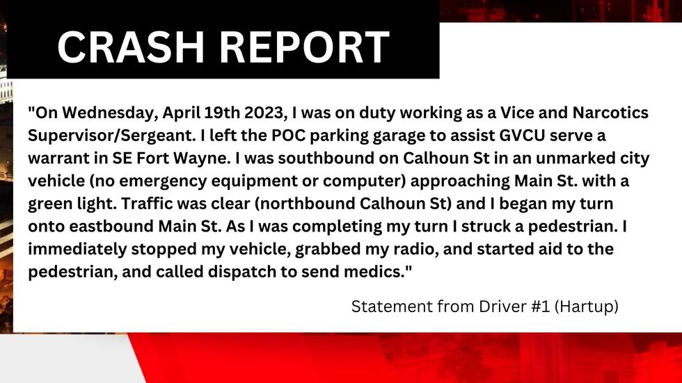 FWPD Sgt. Hartup statement in amended crash report.