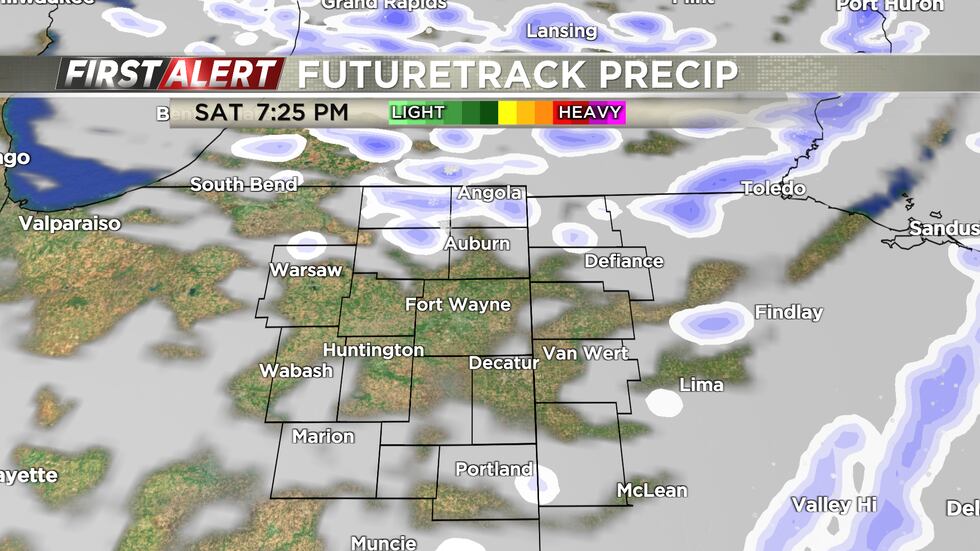Snow streamers will set up later tonight, providing accumulation closer to the Michigan border.