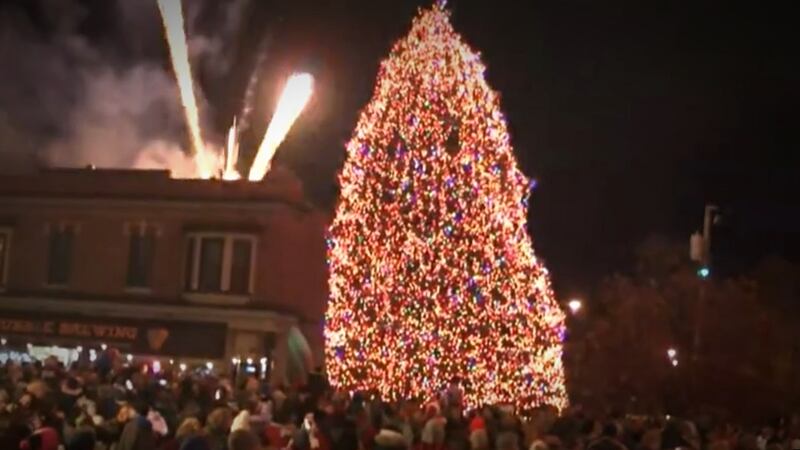 Fireworks ignite as part of the 2021 Christmas on Broadway celebration in Fort Wayne.