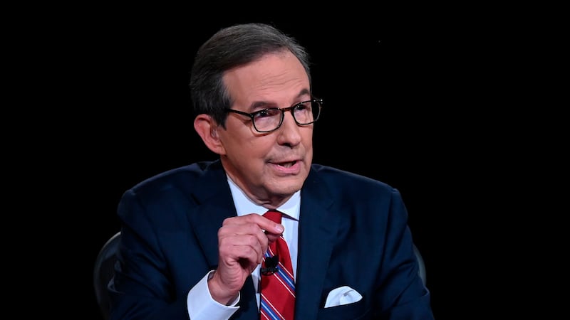 FILE - Moderator Chris Wallace of Fox News speaks as President Donald Trump and Democratic...