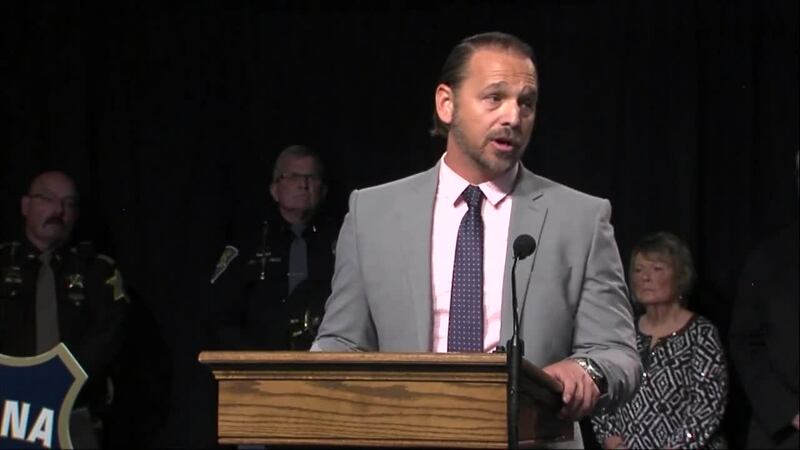 Nicholas McLeland, Carroll County prosecutor, announced an arrest in the 2017 killings of two...