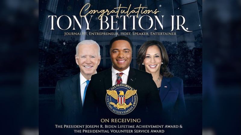 Tony Betton Jr. honored with President Joseph R. Biden Lifetime Achievement Award.