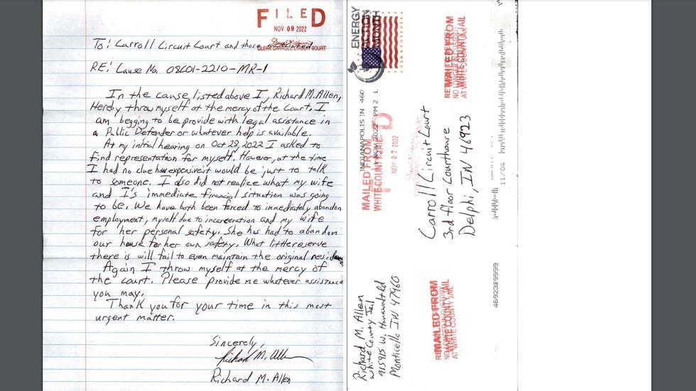 Last week, Allen asked for the court to provide him with a public defender.