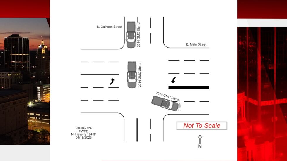 The crash report says Sgt. Hartup struck the pedestrian as he was turning left onto E Main St.